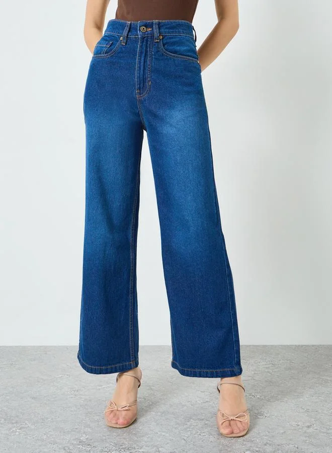 Styli Women Blue High Rise Wide Leg Jeans